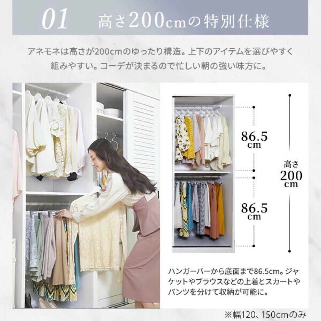ルーバー引き戸 大容量クローゼット 〔アネモネ〕 幅90cm ワードローブ