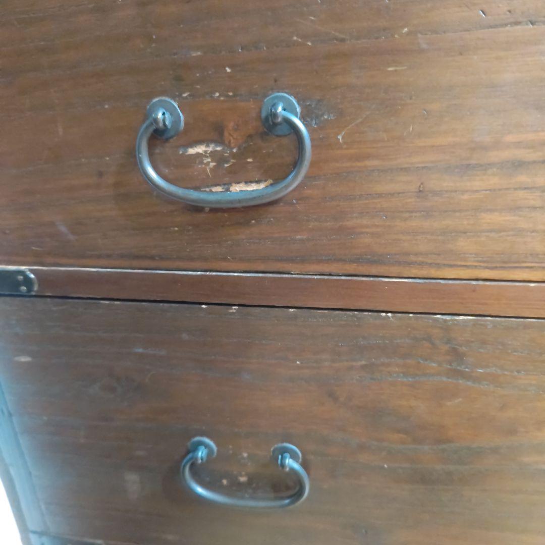 明治時代の木製箪笥 5段 ダークブラウン