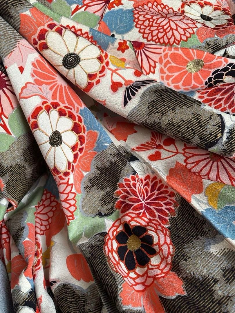 アンティーク着物 大正ロマン 万寿菊柄 十三参り ハーフ成人式