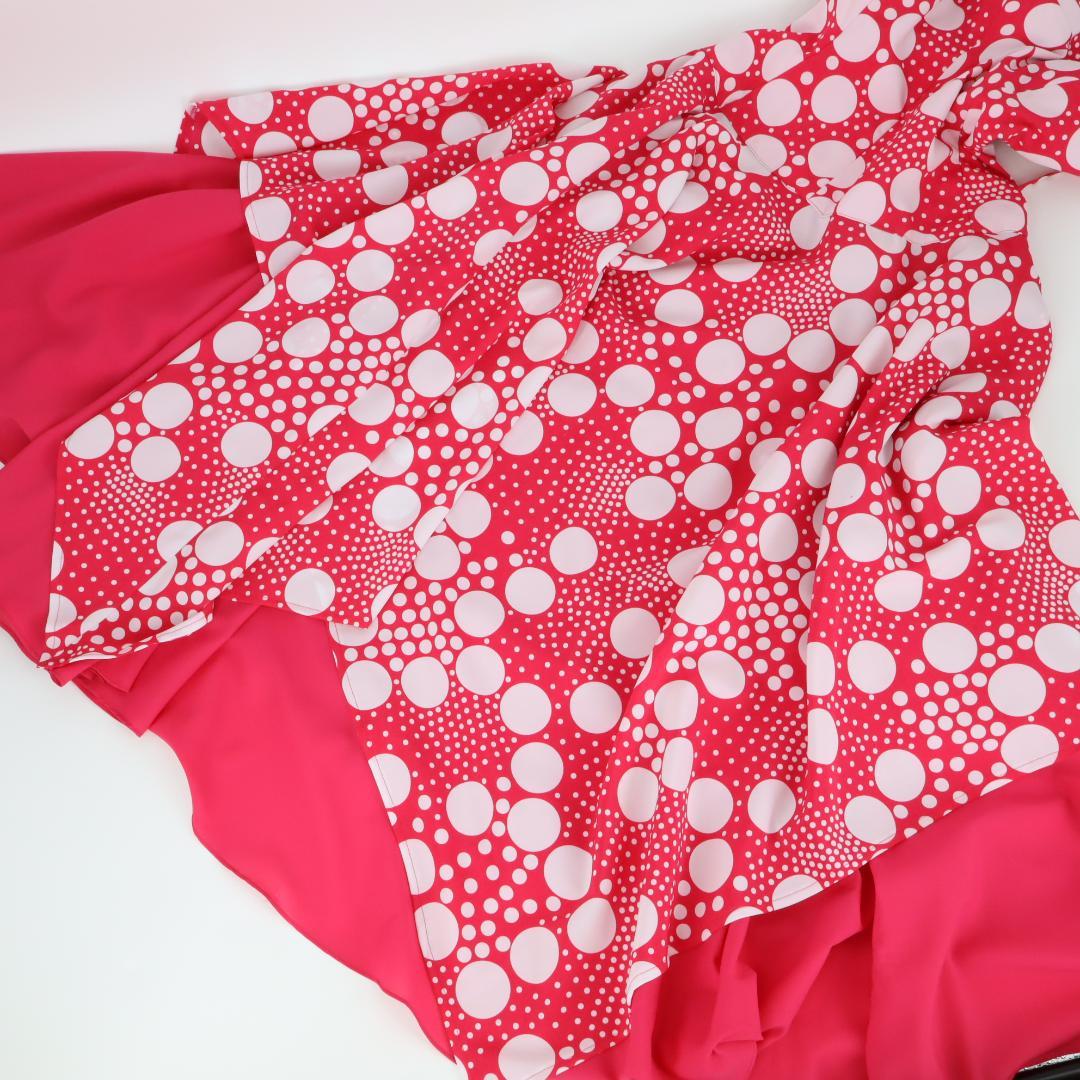 【美品 フラメンコ衣装】鮮やかピンク×水玉 アトリエ貴美恵 ドレス ボレロ