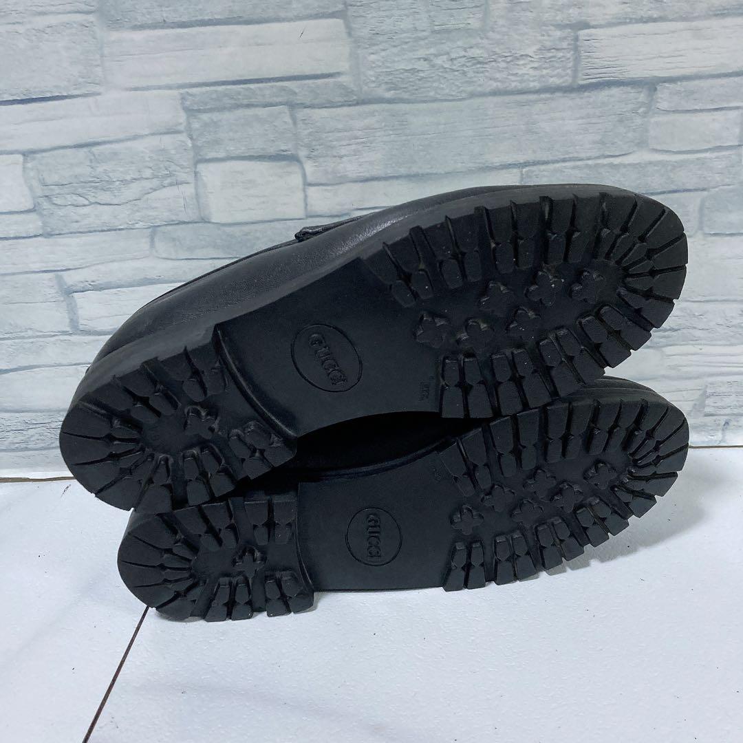 GUCCI グッチ ホースビットローファー 本革 コマンドソール 黒 金色 37