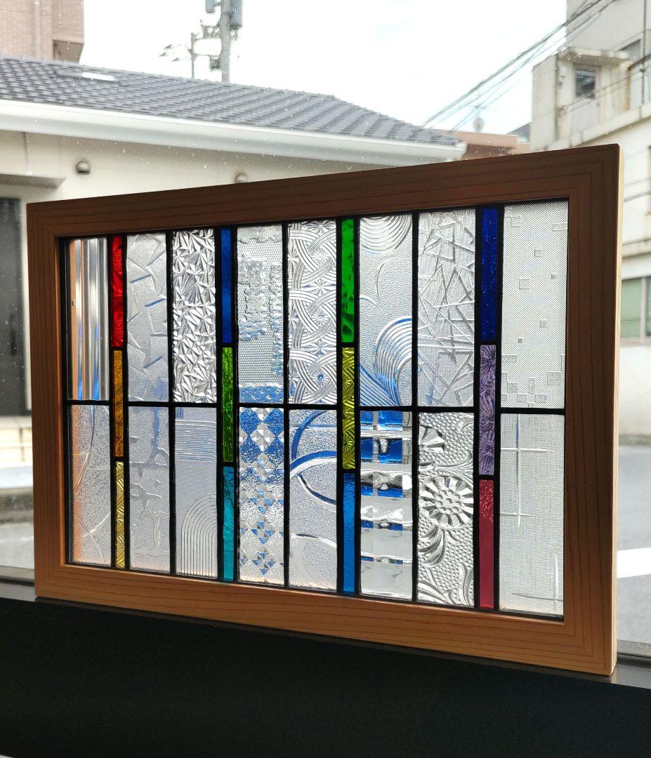 ステンドグラスパネル 「御簾」アンティーク