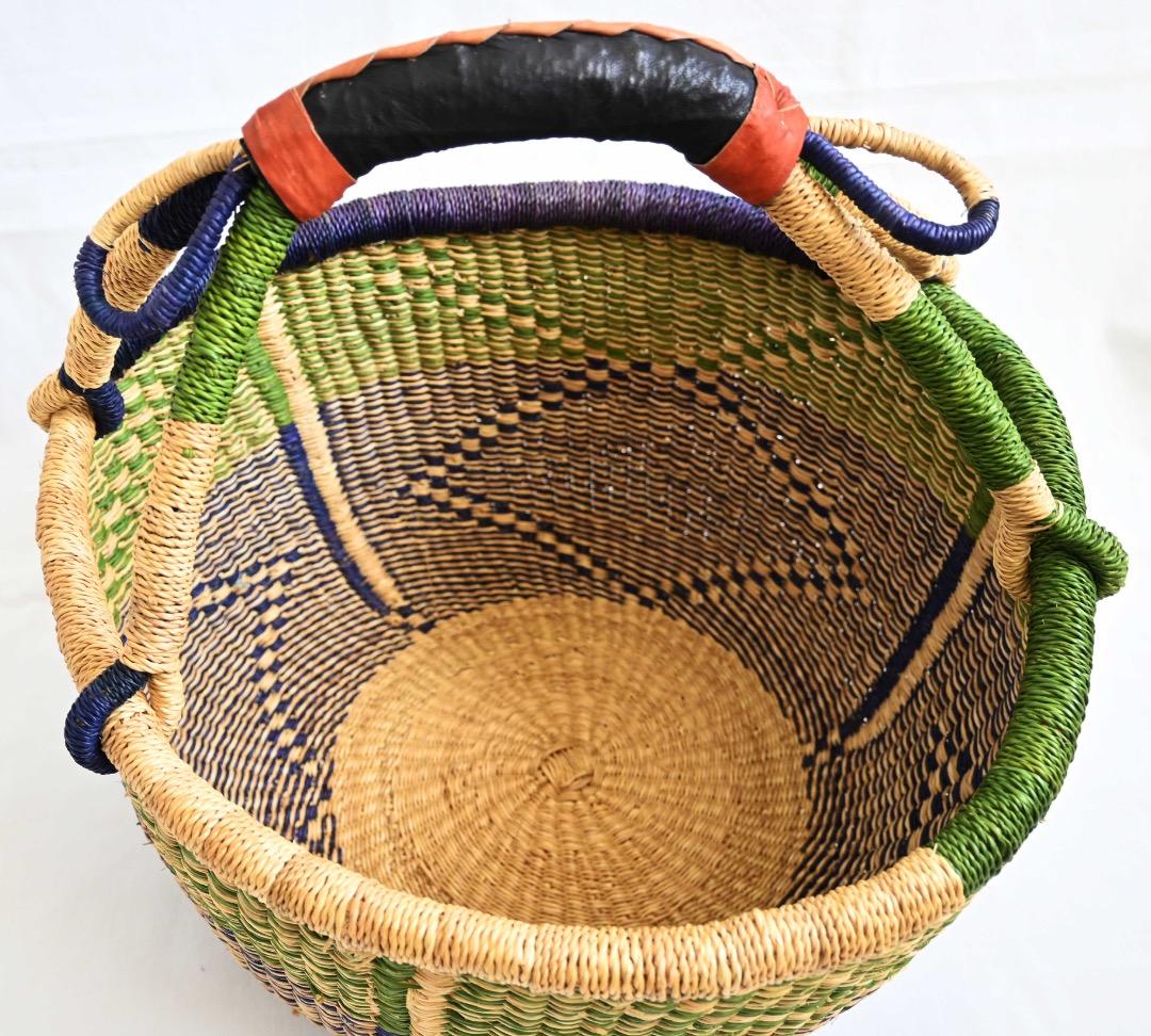 037アフリカ ガーナ製/ブルキナ ボルガ バスケット/38×39cm