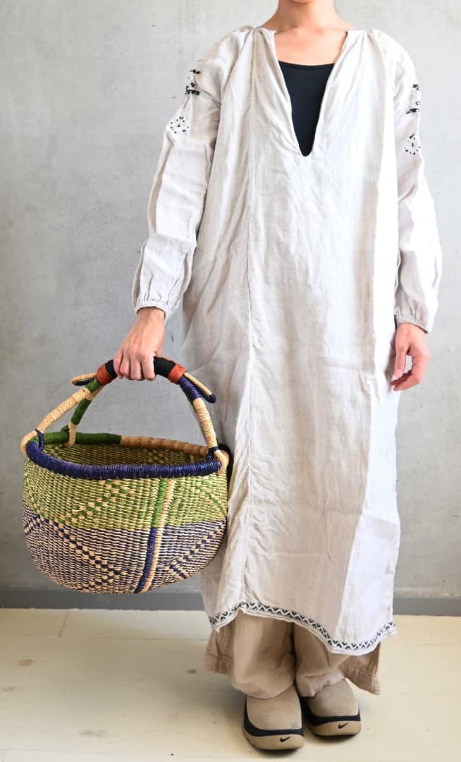 037アフリカ ガーナ製/ブルキナ ボルガ バスケット/38×39cm