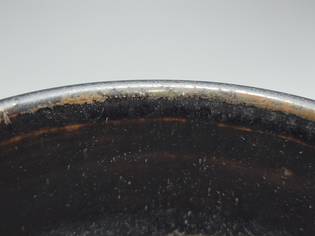 黒釉 竹節型 三足香炉 宋元時代 幅約7.6cm