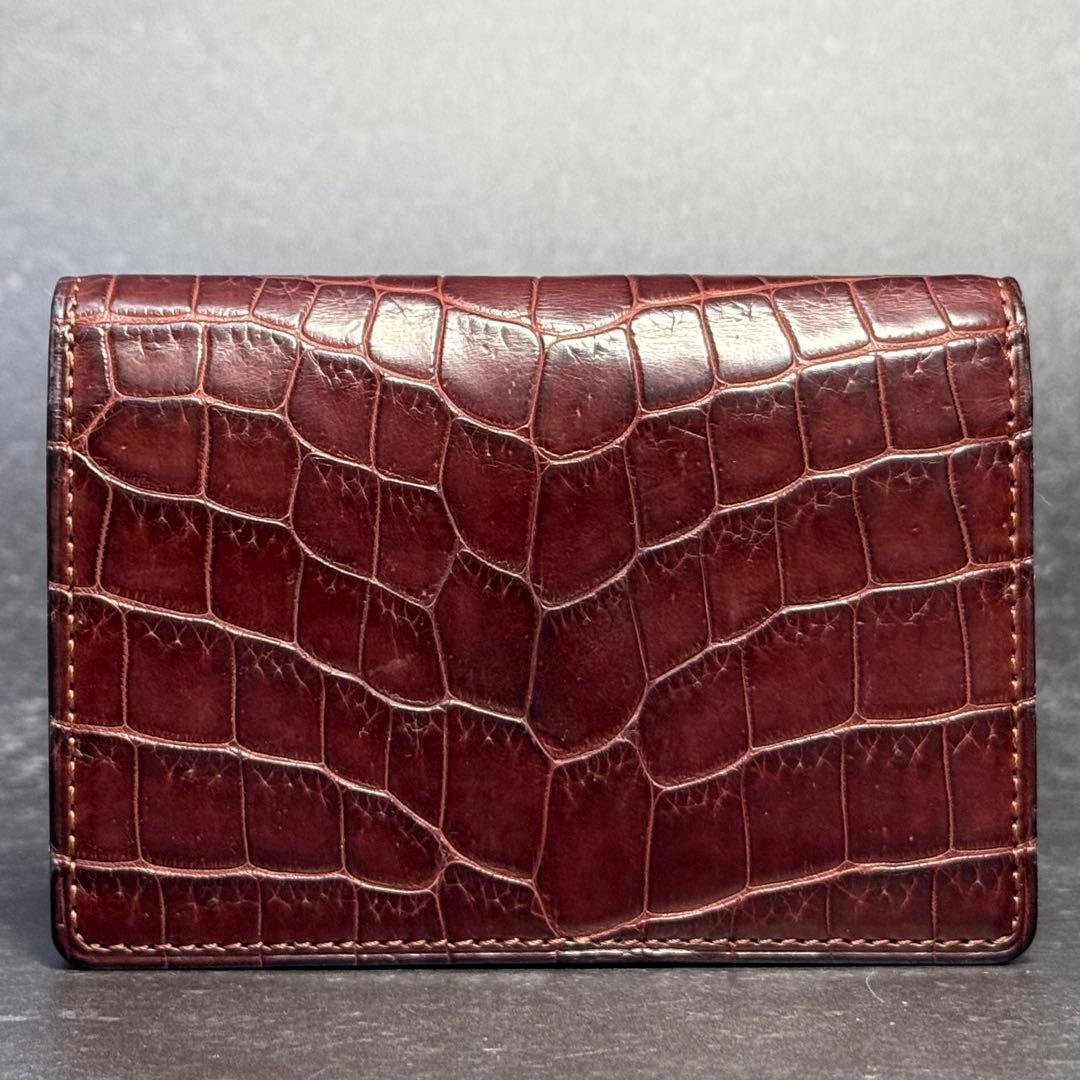 極上品 定価13.2万 激レア ガンゾ クロコダイル ダークブラウン 名刺入れ