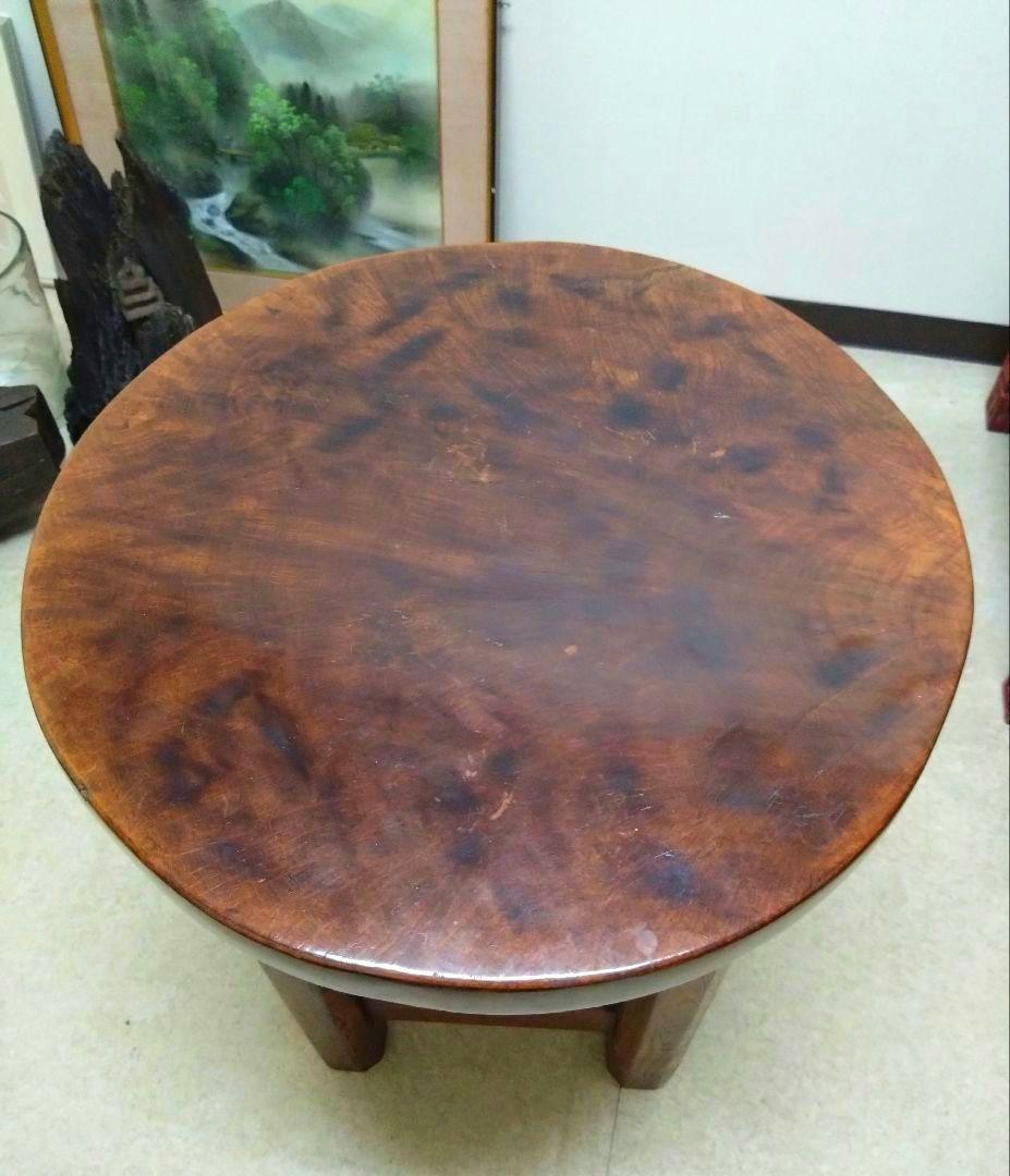 一点物 天然木のサイドテーブル 重厚感有り　熟練した職人の手作り家具