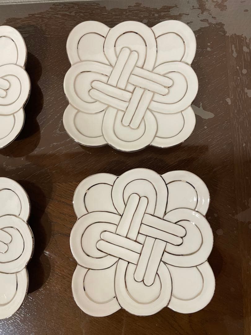 新品未使用　有田焼　渕プラチナ小皿　線吉祥むすび 6枚セット