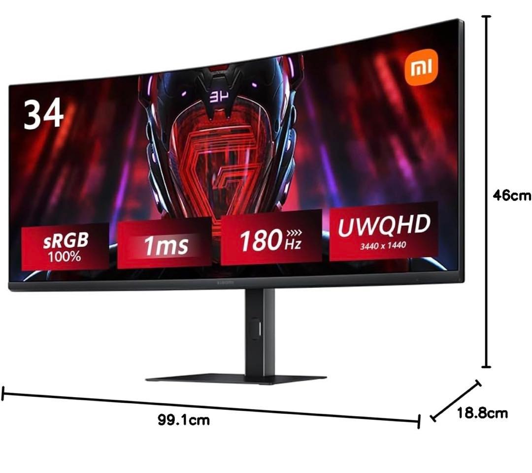 Xiaomi 曲面 ゲーミングモニター G34WQi 34インチ UWQHD