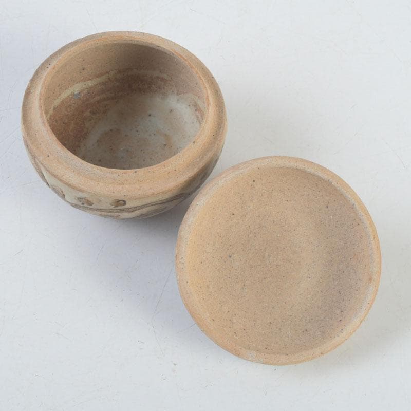 タイ古陶磁　スンコロク　宋胡禄　唐草文　盒子　香合　仕覆付　V　9902