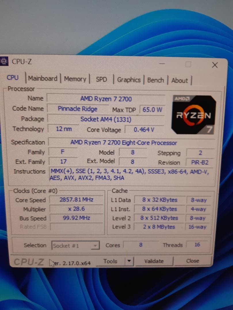 自作PC　RYZEN7 2700・8GB・128GB・R7 260X・Win11