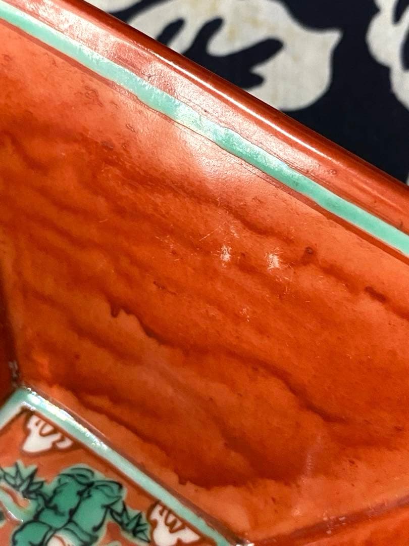 京焼　叶松谷　嘉靖意赤絵唐子画　向付　中国古玩大明嘉靖年製写し　二客組　清水焼