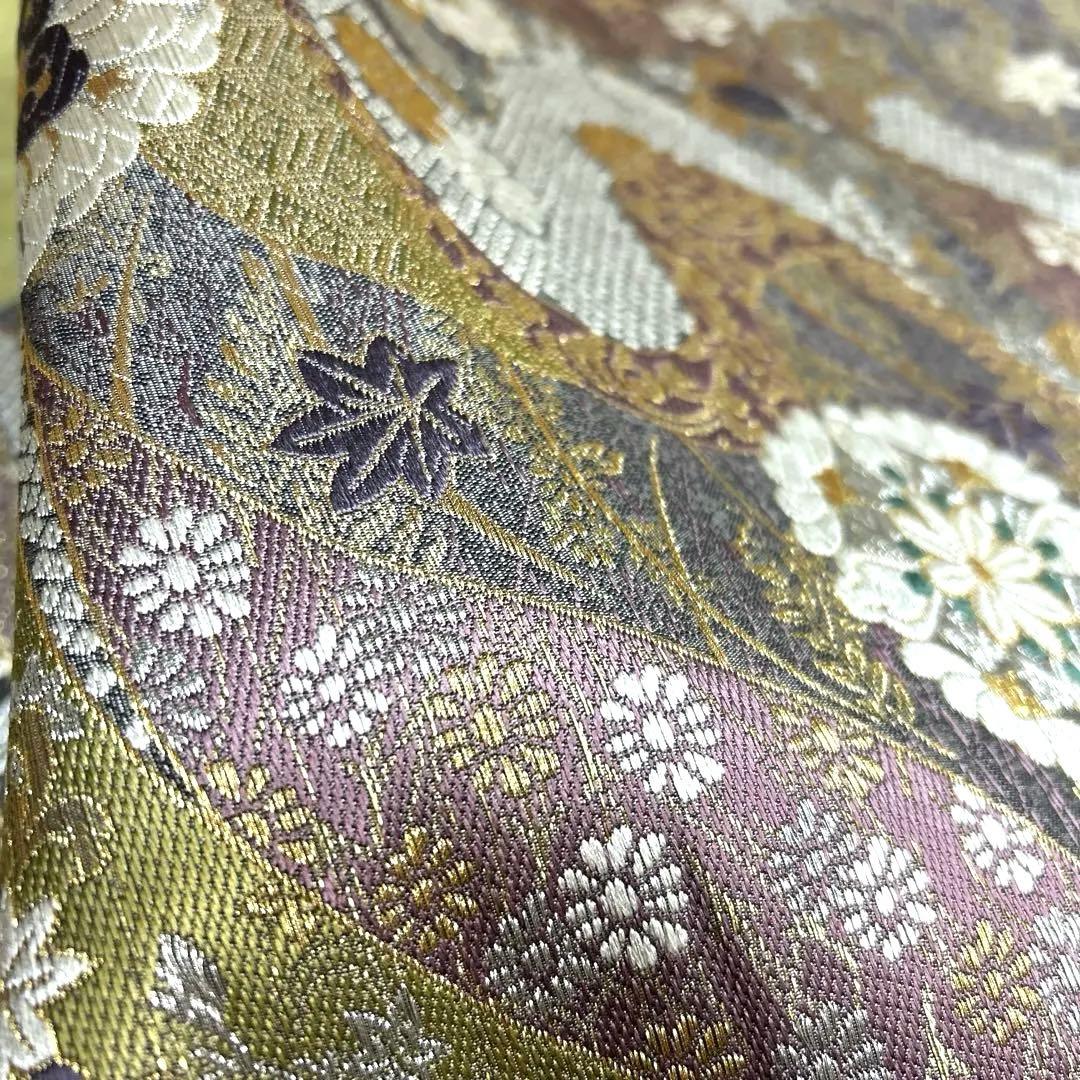 正絹　袋帯　【花紋　吉祥模様】