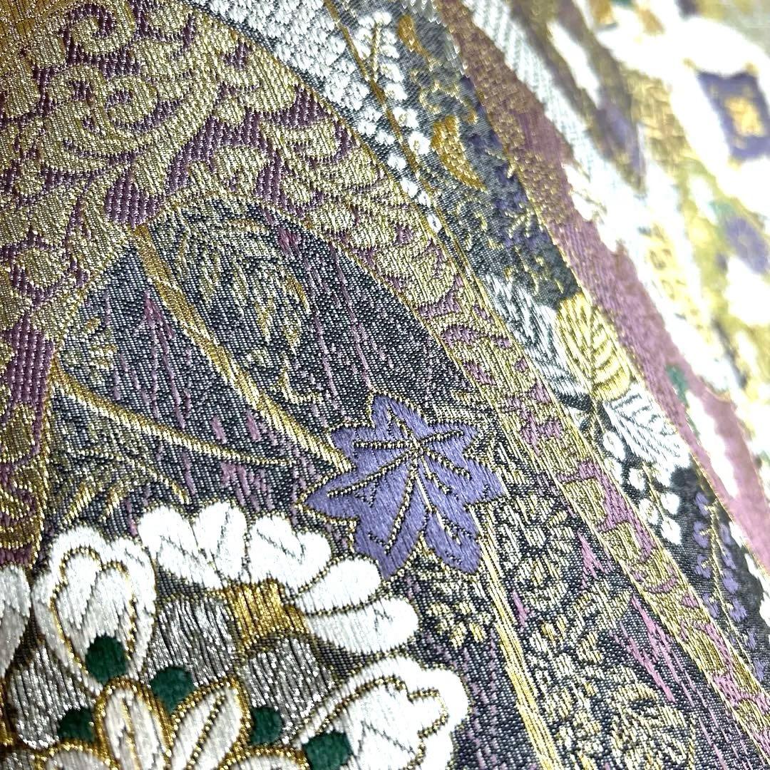 正絹　袋帯　【花紋　吉祥模様】