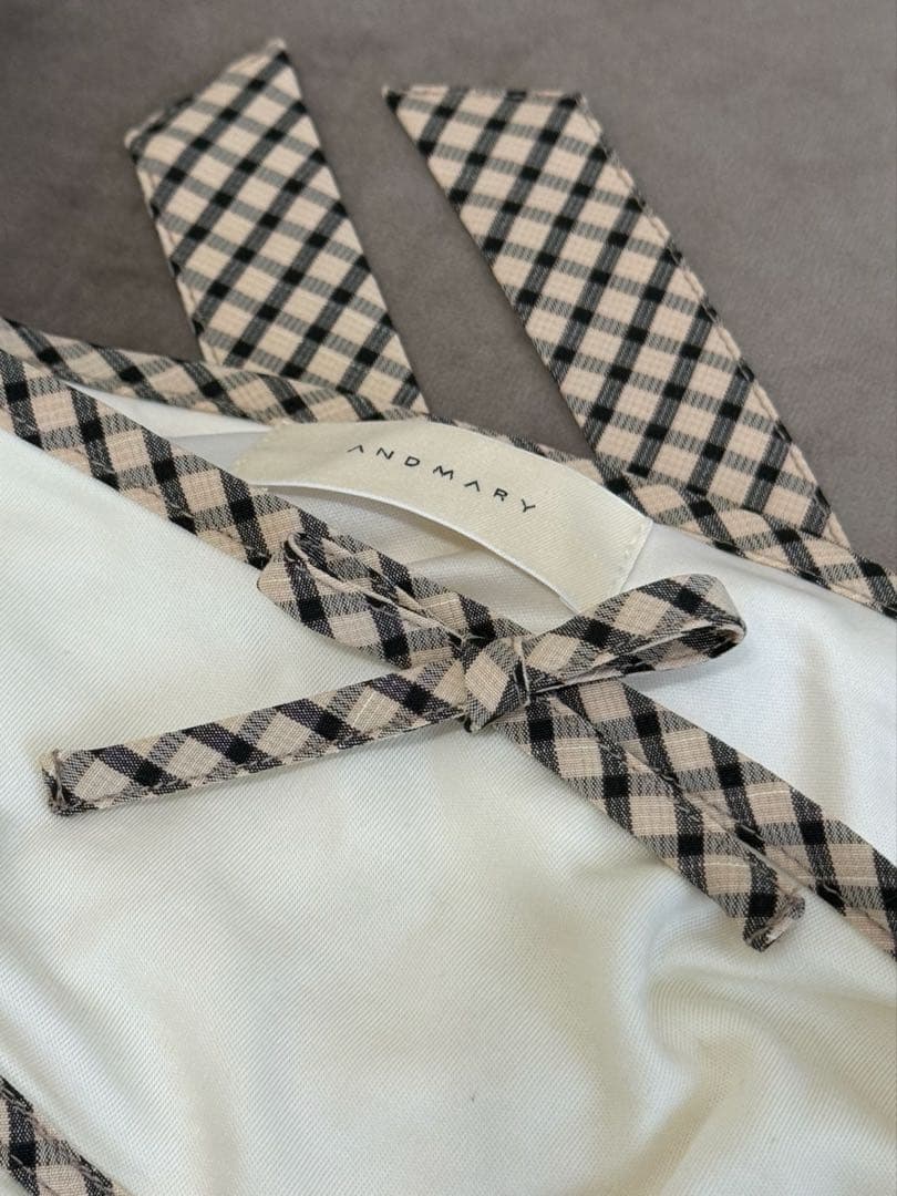 ANDMARY アンドマリー Alice check ribbon tops