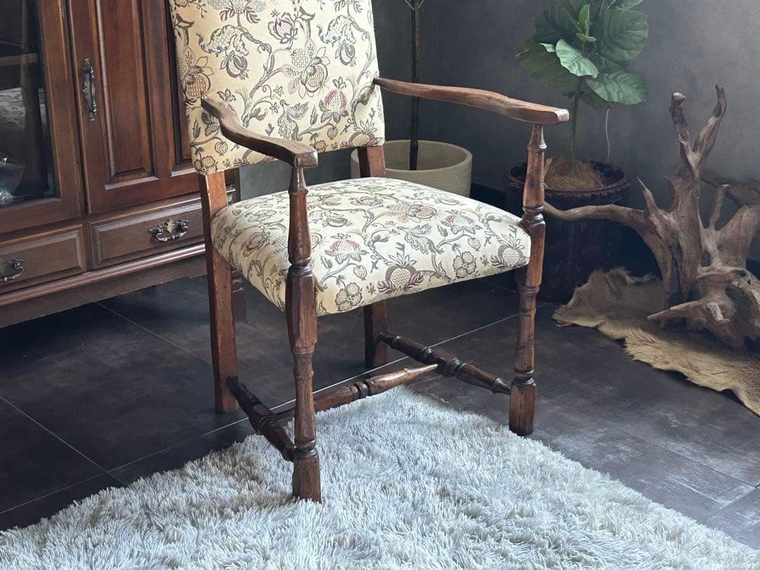 希少　イギリス　英国　アンティーク　ヴィンテージ　ハイバックチェア　SZ