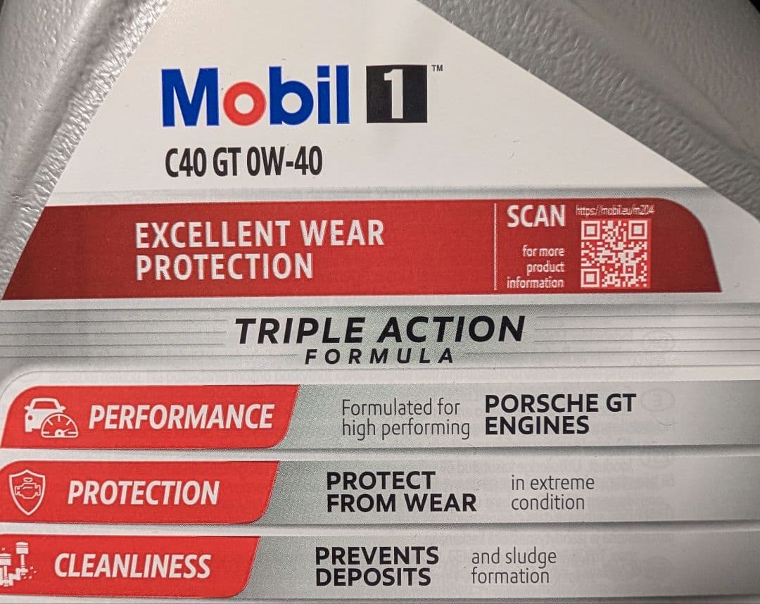 Mobil 1 ポルシェ C40 GT 0W-40 エンジンオイル 5L×2本