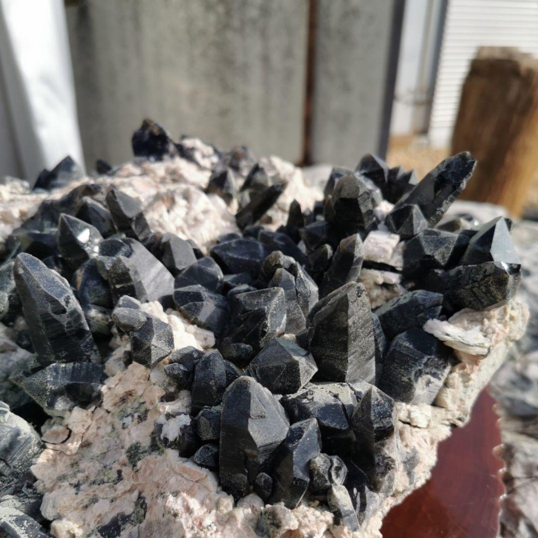 特大　モリオンクラスター　黒水晶　水晶　クリスタル　鑑賞石　石　置物