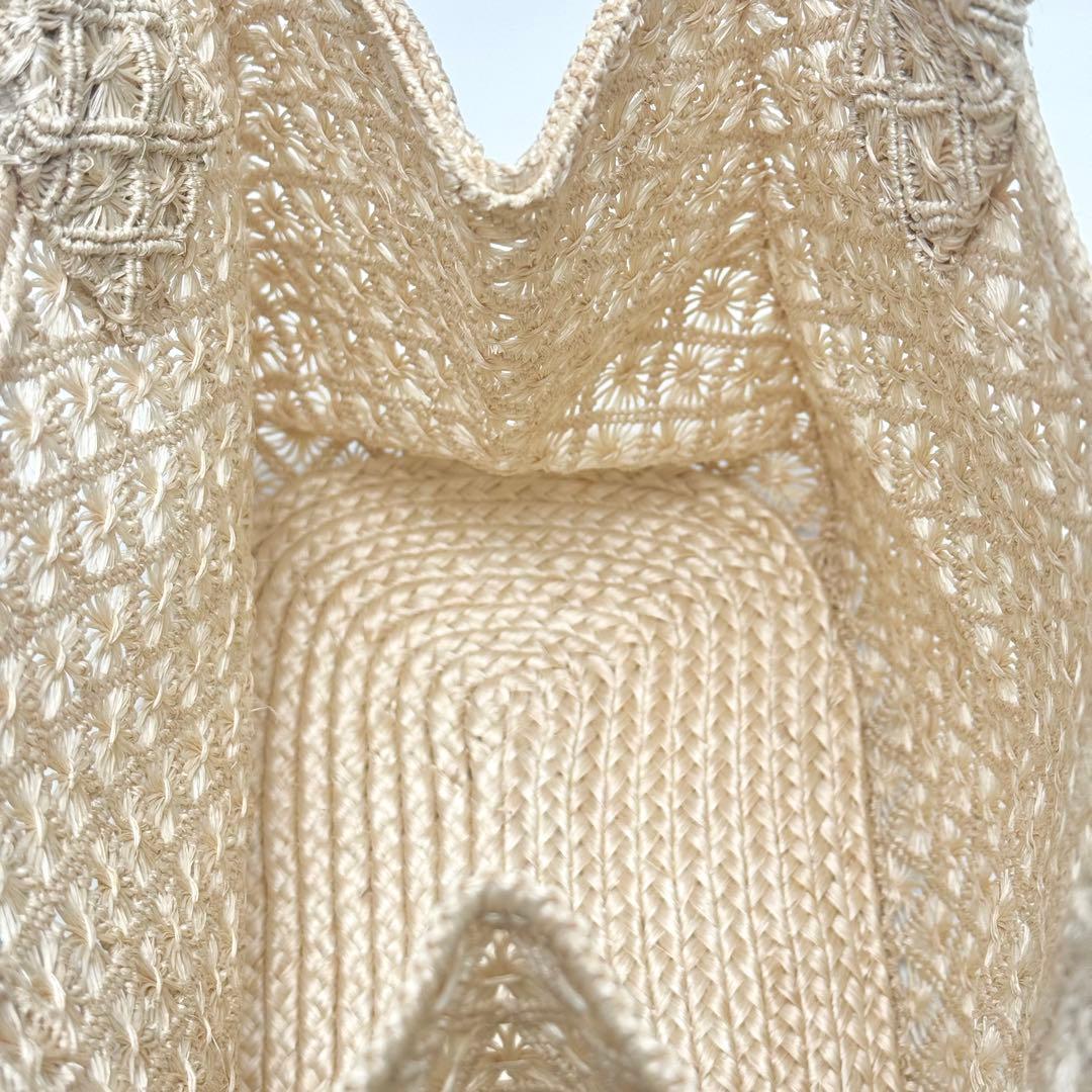 アバカ　籠バック　M+abaca 花繋ぎ　夏単衣　6598