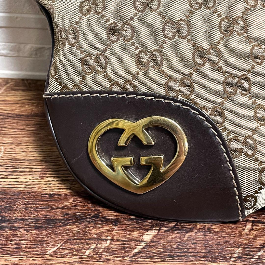 グッチ GGキャンバス × レザー ショルダー バッグ メッセンジャー.