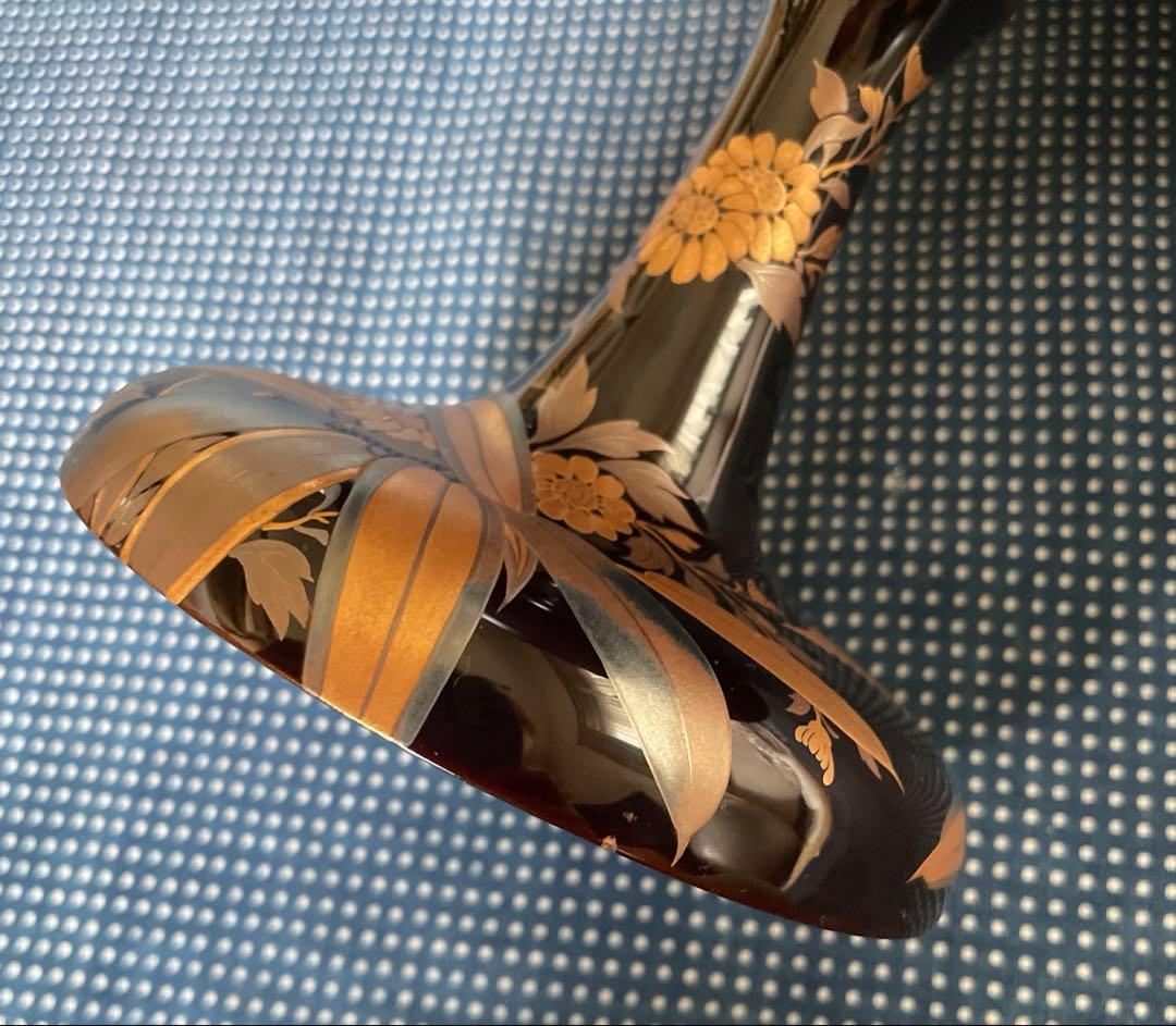 漆器　高台皿　蒔絵　金彩　木箱付き