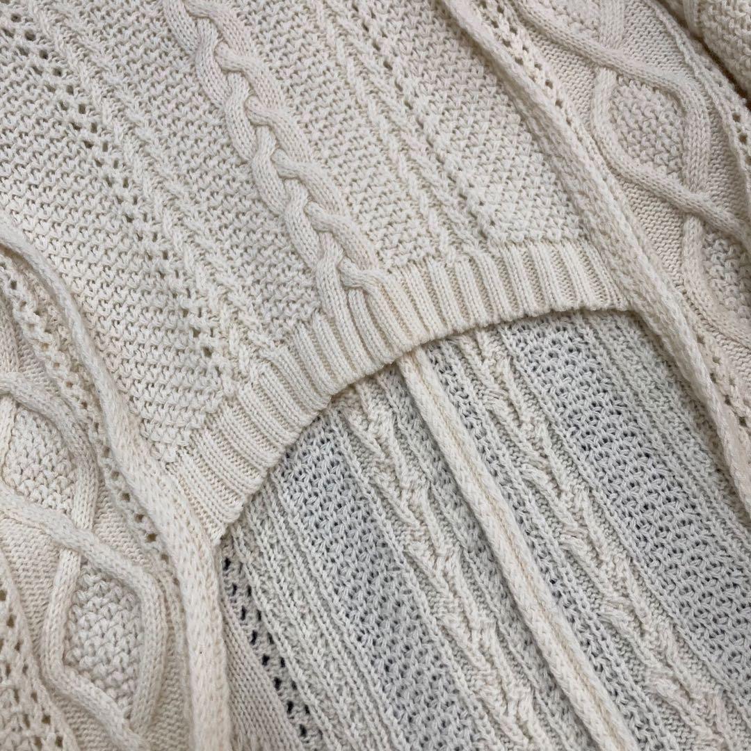 Y's ワイズ 美品 ローゲージ アランニット ポンチョ アイボリー2