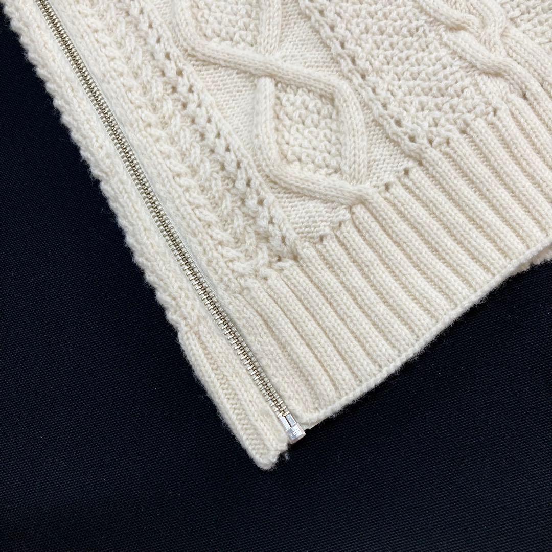 Y's ワイズ 美品 ローゲージ アランニット ポンチョ アイボリー2