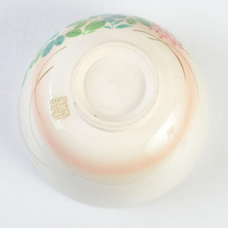 茶道具　白井半七造　色絵　秋草絵　茶碗　銘「涼風」　即中斎極め箱　M　9726