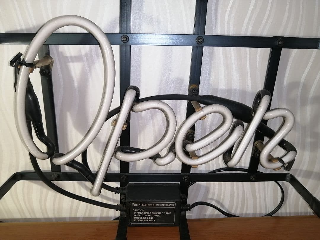 ネオンサイン OPEN サイン ピンク 本物ネオン管 フレーム入り ◎バー 看板