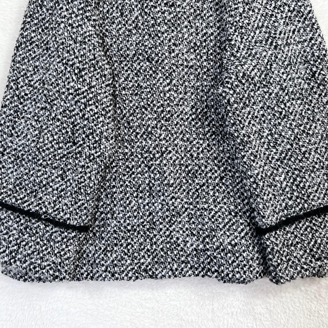 美品✨ラウンジドレス ツイードジャケット ノーカラー ウール 黒 人気完売品