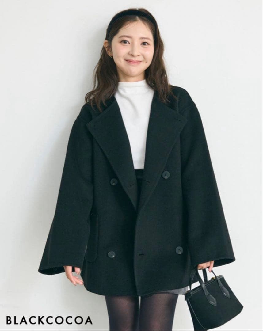 basement online ノーカラー2WAYリバーミドルコート BLACK