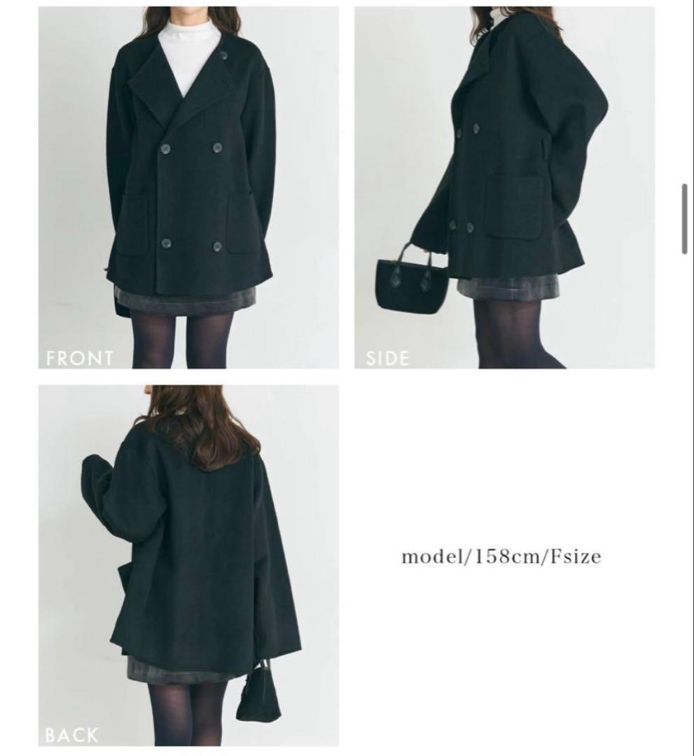 basement online ノーカラー2WAYリバーミドルコート BLACK