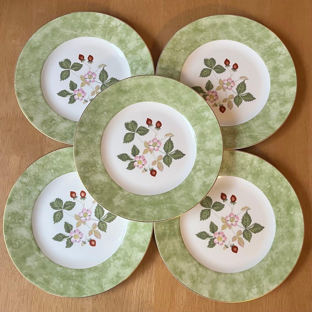 【美品】ウェッジウッド★ワイルドストロベリー★フルリムプレート　5枚