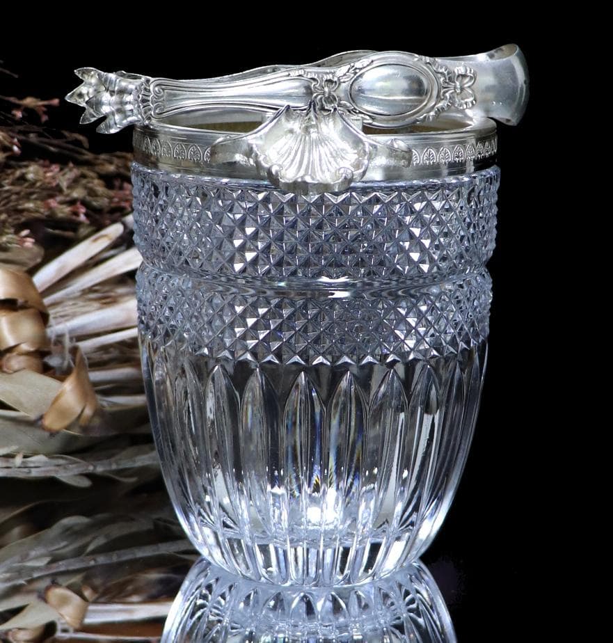 オールド・バカラ 1890年 銀装飾 アイスペール 1.2kg 貝殻 シルバー