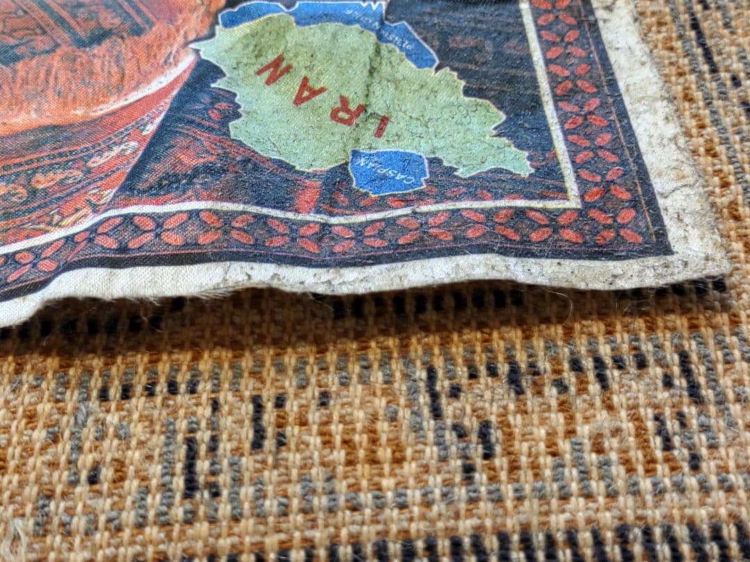 80×120 イラン製 ウール ペルシャ絨毯 メダリオン柄 ネイビー ベージュ