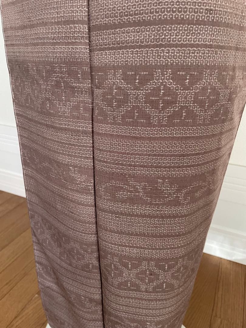 しつけ付き 本場結城紬 モカ茶 真綿亀甲絣正絹小紋着物