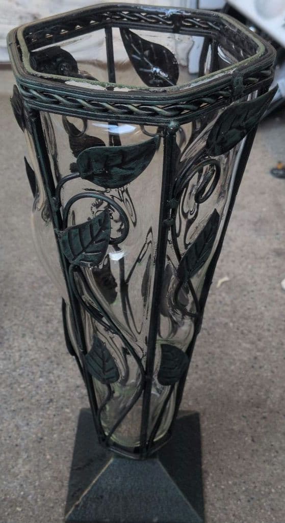 アンティーク調 アイアン ガラス 花瓶