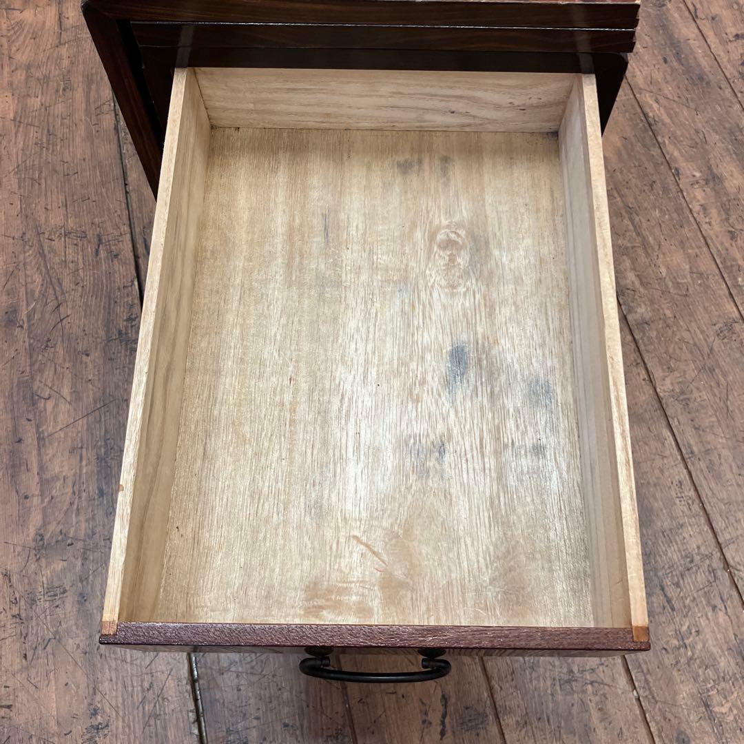 昭和レトロ 木製 葡萄柄 折りたたみ文机 テーブル 箪笥 小箪笥 3段 小物入れ