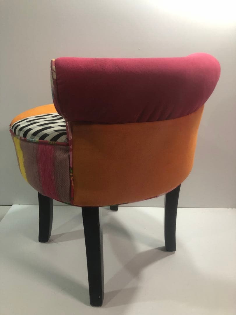 パッチワーク　カラフルチェア　スツール　ファブリック　インテリア　ピンク