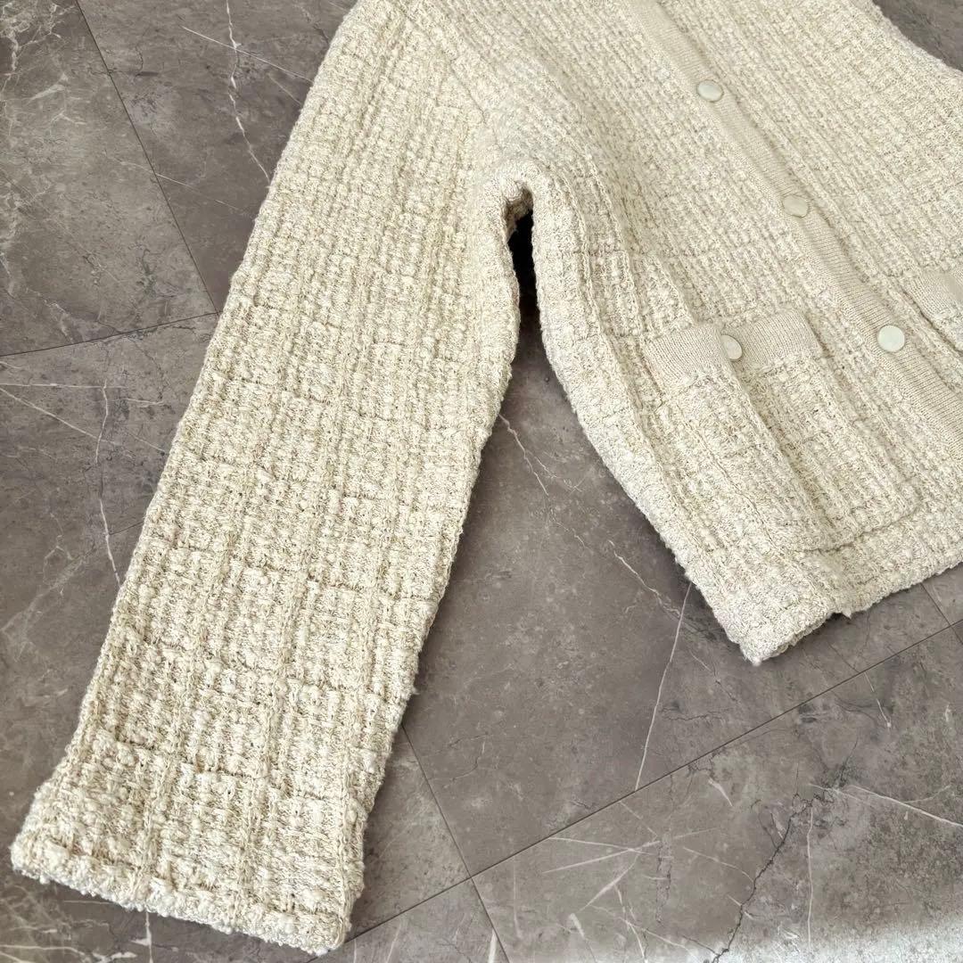 美品✨北欧、暮らしの道具店 「カジュアルも、きちんとも」ツイードニットジャケット
