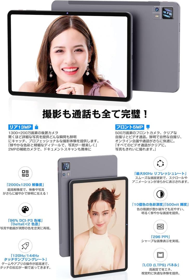 8コアCPU タブレット 8000mAh 12インチ 顔認証 保護ケース付