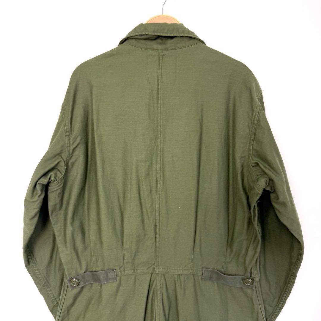 80s 米軍 コットンサテン ジャンプスーツ カバーオール つなぎ S38