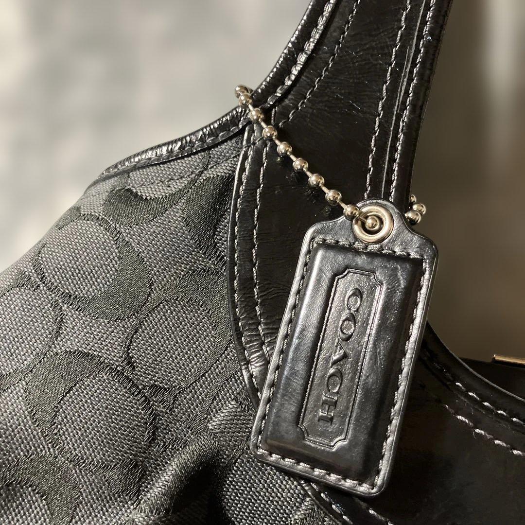 COACH コーチ シグネチャー ワンショルダーバッグ がま口 ブラック