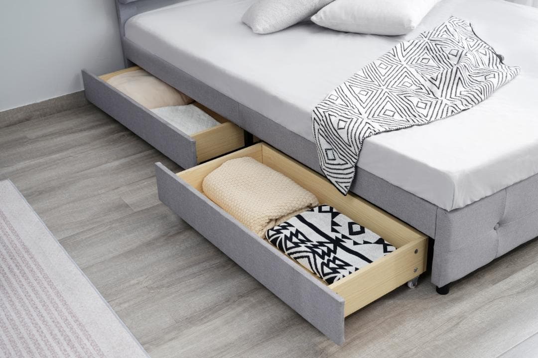 【D・ダブル】 ファブリックベッド ベッドフレーム 引き出し付き　2COLOR