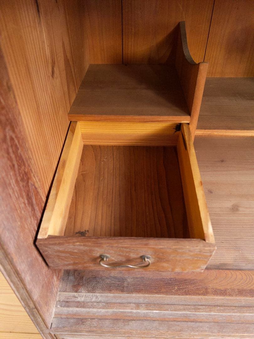 収納棚　木製　引き戸　引き出し　古道具　古家具　ビンテージ　アンティーク　レトロ