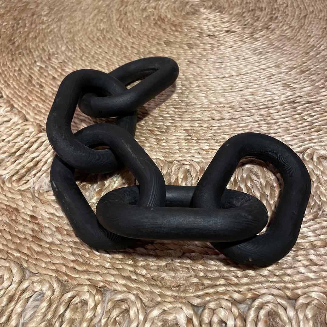 木 チェーン 置物 アート オブジェ 彫刻 木彫り アンティーク 古道具