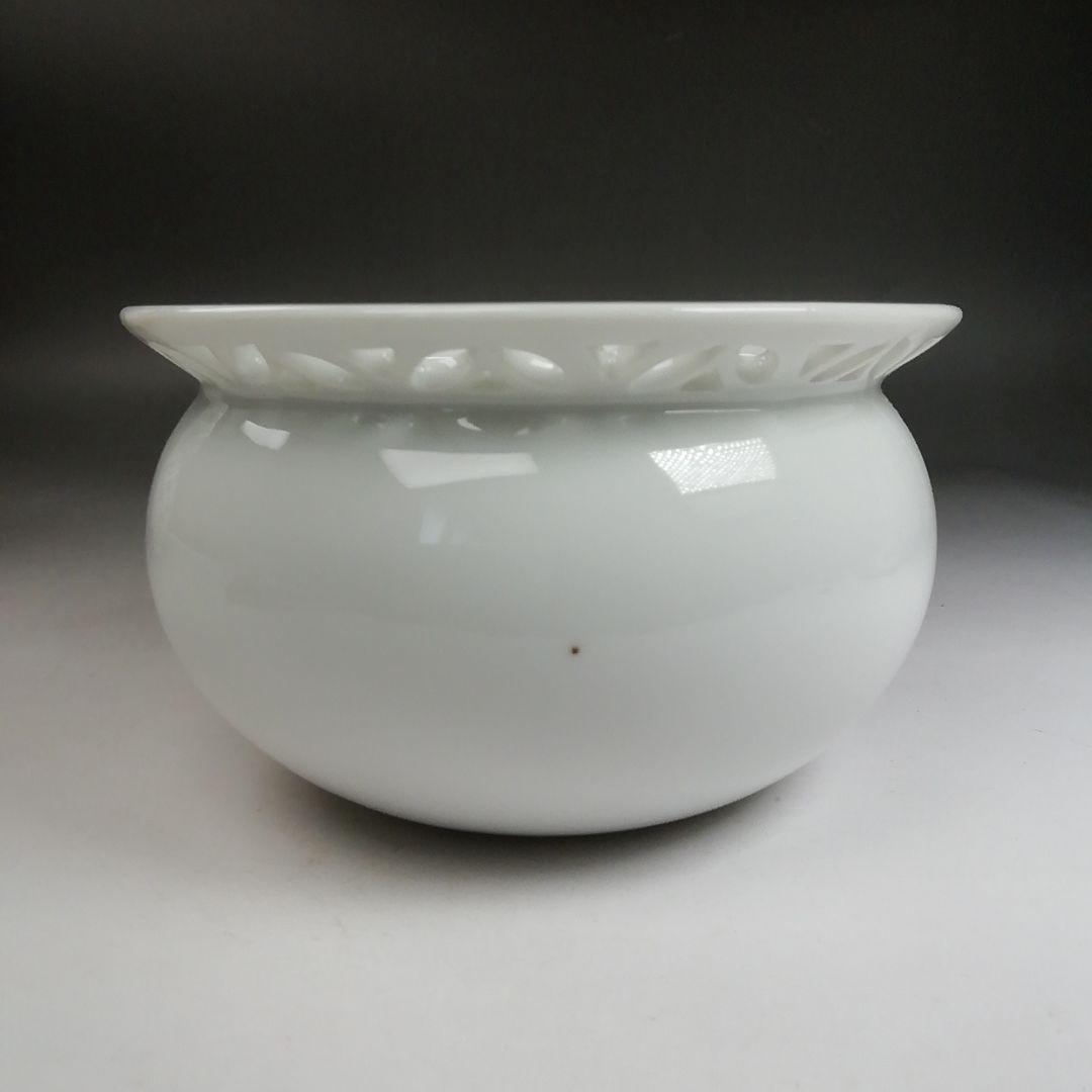 Ｗ２１６　皆具　『白磁　七宝透』『加藤藤城 造』　共箱　茶道具