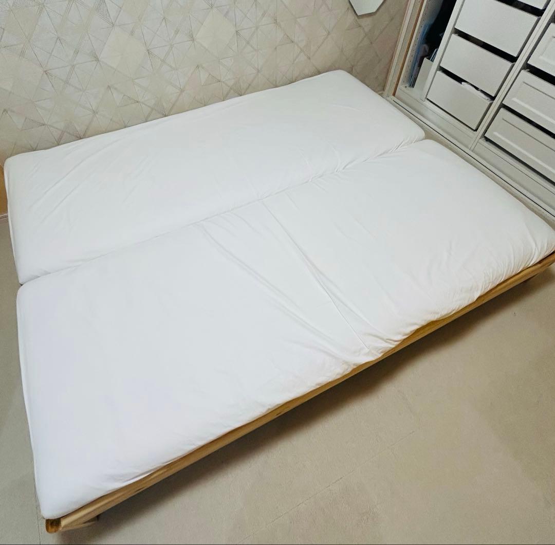 ウトーケル　すのこ　ベッド 80x200 cm×2 マットレス付き