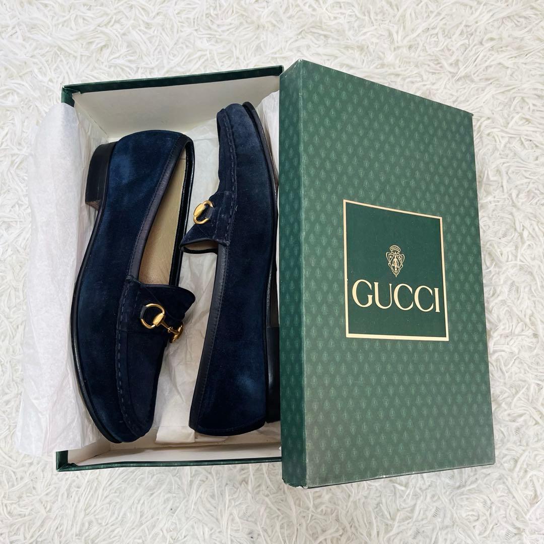 美品✨GUCCI ホースビット　ローファー　24.5 ネイビー　スエード　箱あり