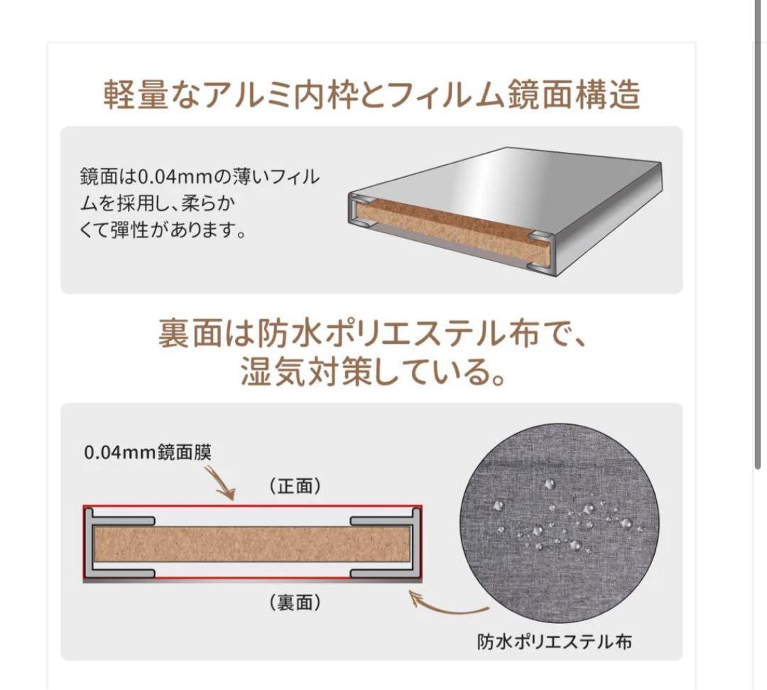 軽壁掛け鏡90x40cm黒